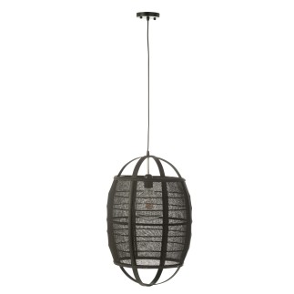Candeeiro suspenso em tecido preto 37x37x56 cm