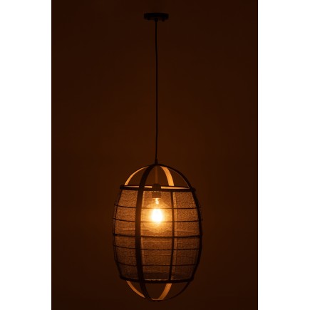 Candeeiro suspenso em tecido preto 37x37x56 cm