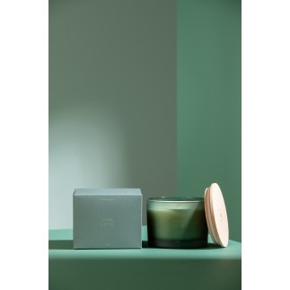 Candela profumata «Legno smerigliato» 28h bianca 11.5x1.5x10 cm