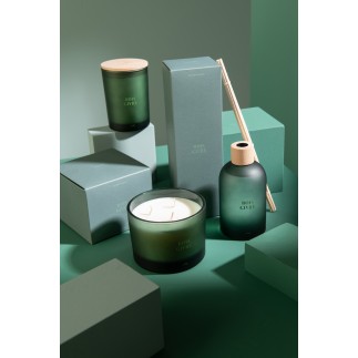 Candela profumata «Legno smerigliato» 28h bianca 11.5x1.5x10 cm