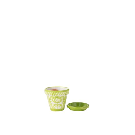 Vaso com pires em cerâmica verde 17x17x15 cm