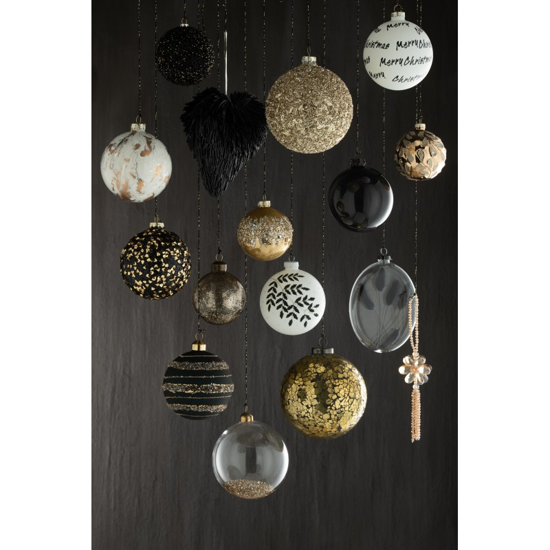 Boite de 4 boules de Noël en verre noir 11x11x13 cm