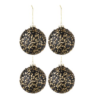Boite de 4 boules de Noël en verre noir 11x11x13 cm