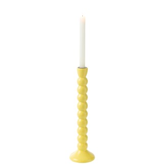 Bougeoir en bois de manguier jaune 10x10x38 cm