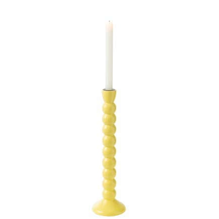 Bougeoir en bois de manguier jaune 10x10x38 cm
