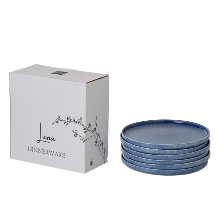 Assiette plate en céramique bleu 26.7x26.7x2 cm