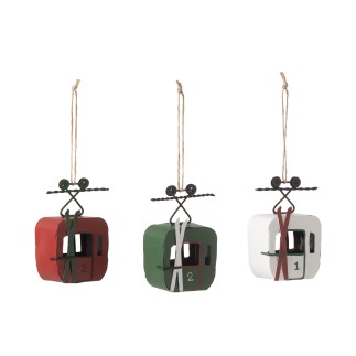 Lot de 3 suspensions téléphériques en métal multicouleur 7x4.5x11 cm