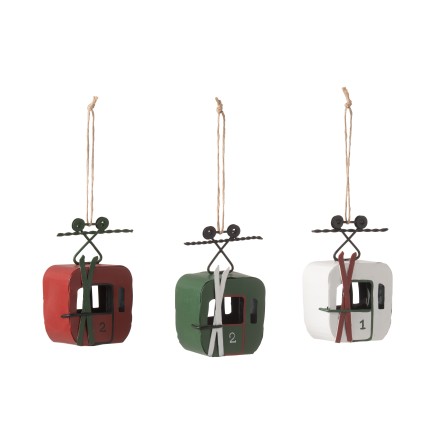 Lot de 3 suspensions téléphériques en métal multicouleur 7x4.5x11 cm