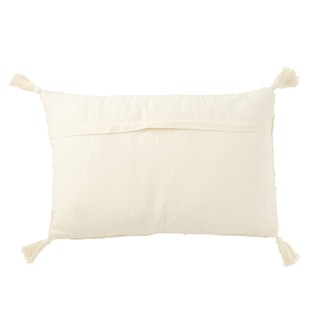 Coussin rectangulaire avec floche en coton beige 60x40x12 cm