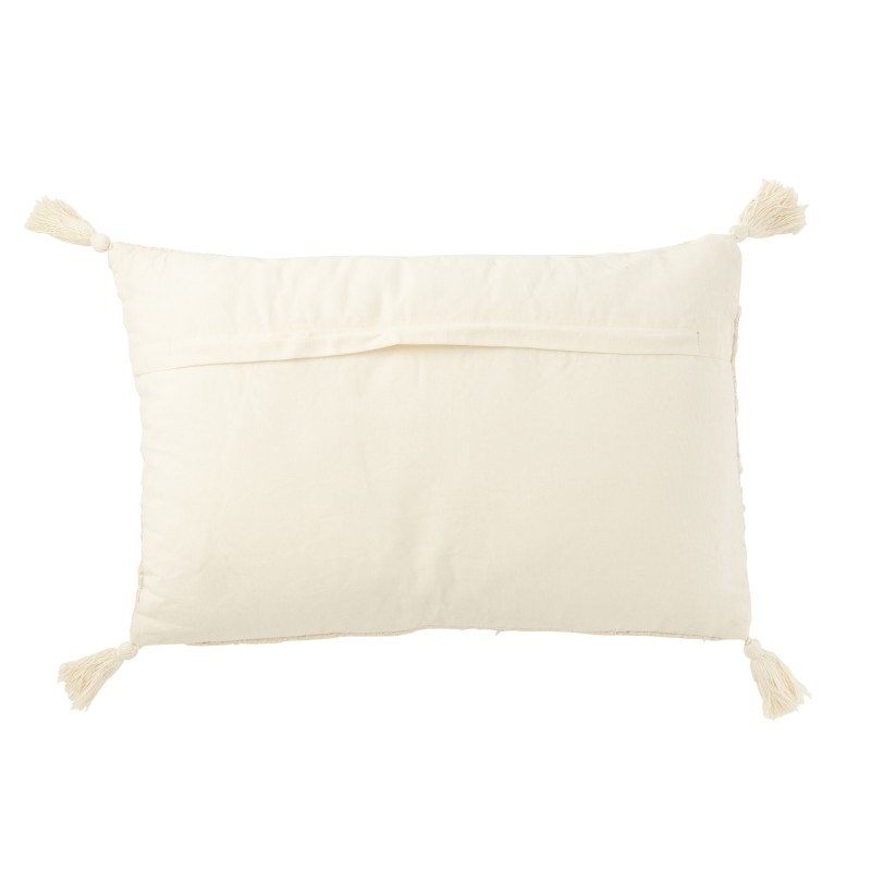 Cuscino rettangolare con floche in cotone beige 60x40x12 cm Cuscino rettangolare con floche in cotone beige 60x40x12 cm