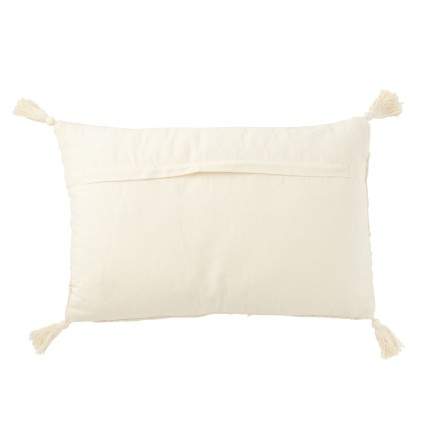 Coussin rectangulaire avec floche en coton beige 60x40x12 cm