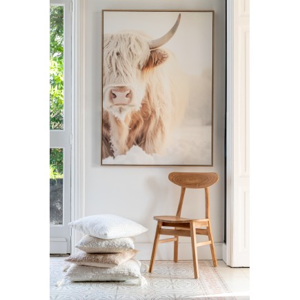 Coussin rectangulaire avec floche en coton beige 60x40x12 cm