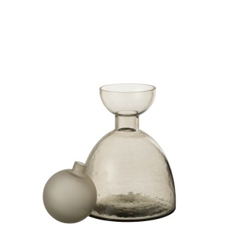Garrafa decorativa com rolha de vidro cinzenta 20x20x29 cm