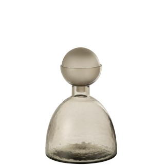 Bouteille déco avec bouchon en verre gris 20x20x29 cm