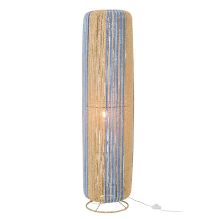 Lampadaire en corde et métal bleu 34x34x137 cm