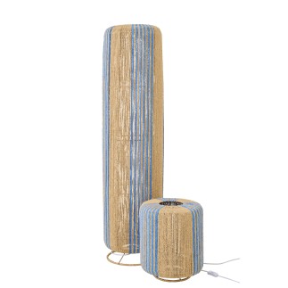 Lampada da terra in corda e metallo blu 34x34x137 cm