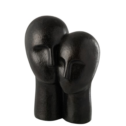 Cabeça de casal em resina preta 31x21x42 cm