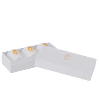 Caixa com 3 velas perfumadas em parafina branca 21,5 x 9,5 x 7 cm
