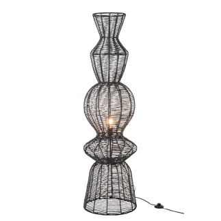 Lampadaire en corde et métal noir 38x38x135 cm