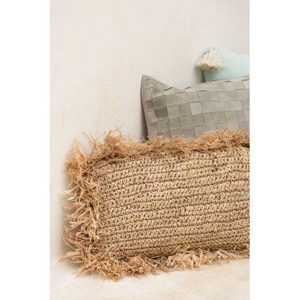Coussin rectangulaire en raphia naturel 47x35cm - Coussin d'extérieur