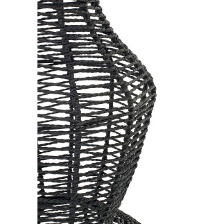 Lampadaire en corde et métal noir 38x38x135 cm