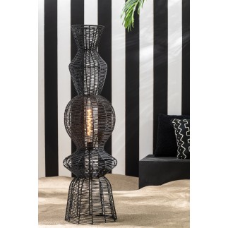 Lampadaire en corde et métal noir 38x38x135 cm