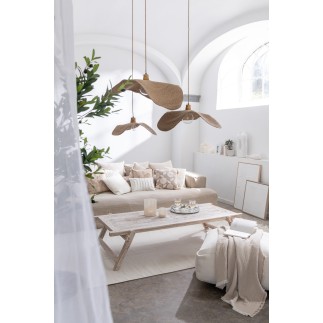 Housse fauteuil et coussins en lin beige 330x145x70cm