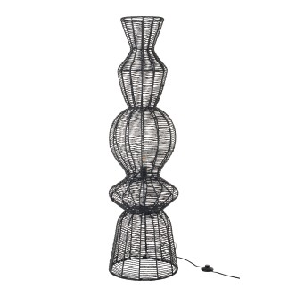Lampadaire en corde et métal noir 38x38x135 cm