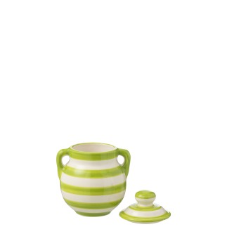 Pot à couvercle en céramique vert clair 16x16x21 cm