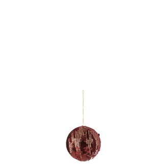 Boule de Noël en polyrésine bordeaux 8x8x8 cm