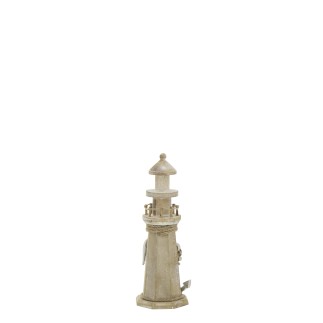 Phare décoratif en bois blanchi 10.5x10.5x30.5 cm