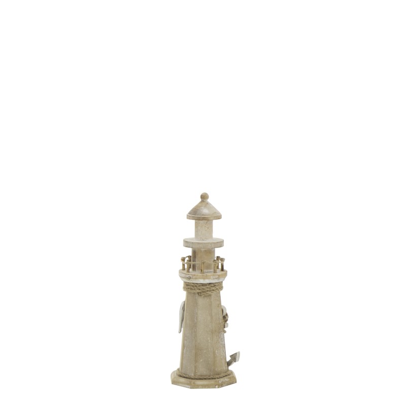 Phare décoratif en bois blanchi 10.5x10.5x30.5 cm Phare décoratif en bois blanchi 10.5x10.5x30.5 cm