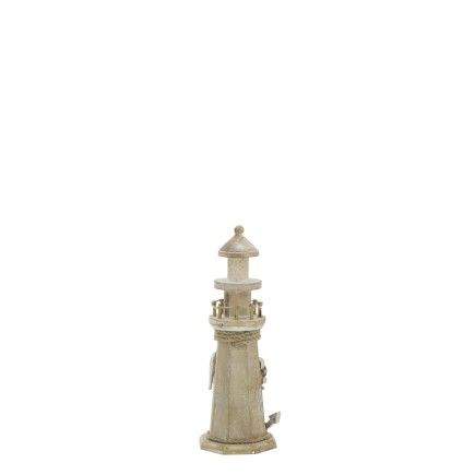 Phare décoratif en bois blanchi 10.5x10.5x30.5 cm