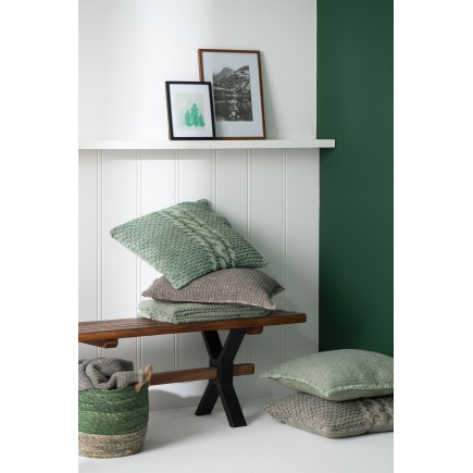 Cuscino quadrato in cotone verde 50x50x12 cm