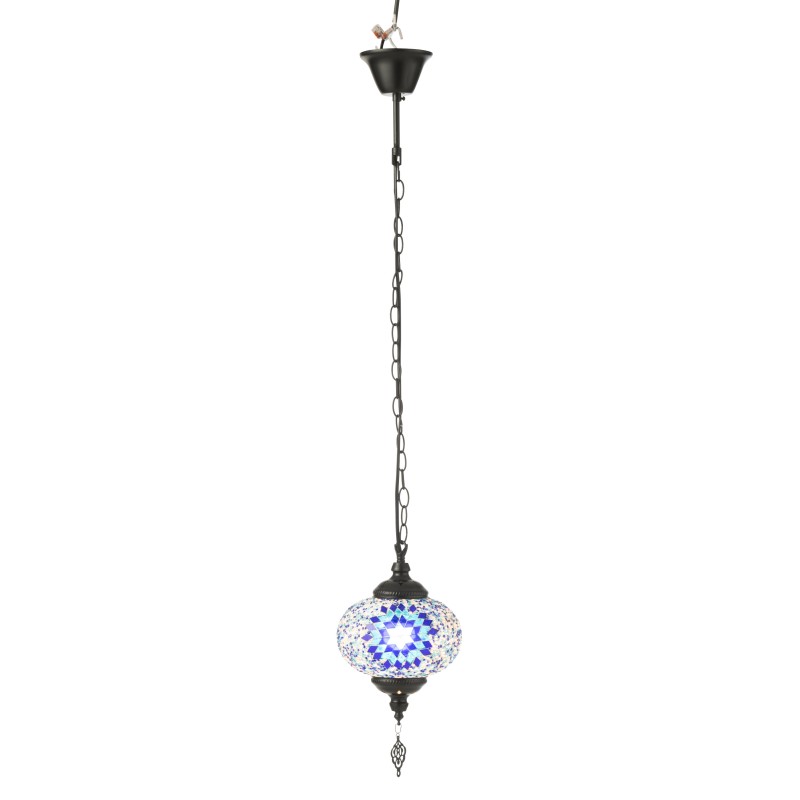 Lampada a sospensione in mosaico di vetro blu 18x18x80cm