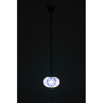 Suspensão em mosaico de vidro azul 18x18x80cm