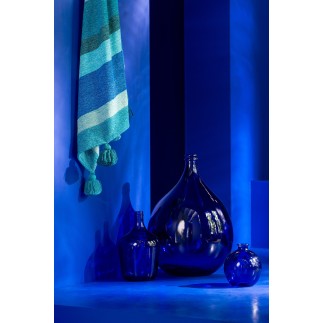Vase dame jeanne en verre bleu foncé 40x40x56 cm
