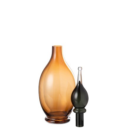 Bouteille déco avec bouchon en verre marron 17x17x53 cm