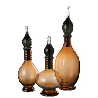 Bouteille déco avec bouchon en verre marron 17x17x53 cm