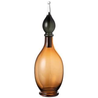 Bouteille déco avec bouchon en verre marron 17x17x53 cm