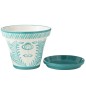 Vaso com pires em cerâmica azul claro 50x50x40 cm Vaso com pires em cerâmica azul claro 50x50x40 cm