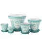 Vaso com pires em cerâmica azul claro 50x50x40 cm Vaso com pires em cerâmica azul claro 50x50x40 cm