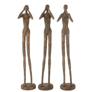 Set de 3 figurines de la sagesse en polyrésine marron 11x11x59.5 cm