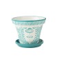 Vaso com pires em cerâmica azul claro 50x50x40 cm Vaso com pires em cerâmica azul claro 50x50x40 cm