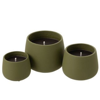 Candela da esterno da 45 ore in cemento verde, 20,5 x 20,5 x 16 cm