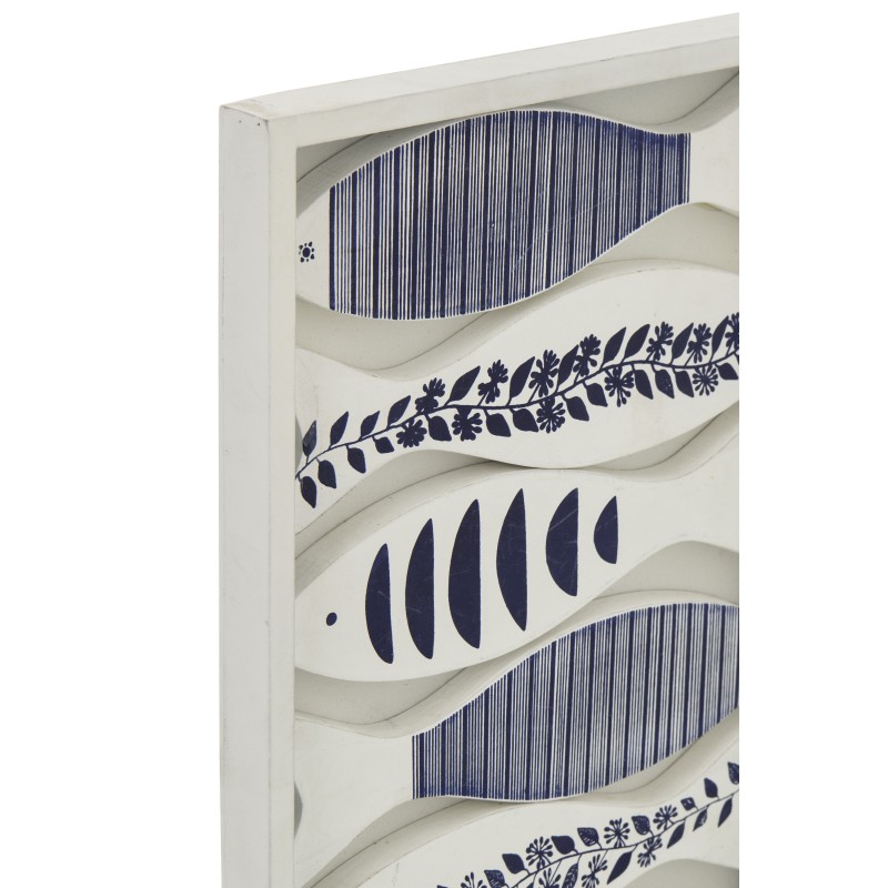 Cornice per pesci in legno bianco e blu 22x2,5x35 cm Cornice per pesci in legno bianco e blu 22x2,5x35 cm