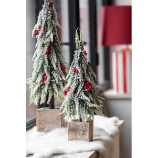 Sapin de Noël artificiel enneigé à led 13x13x40 cm