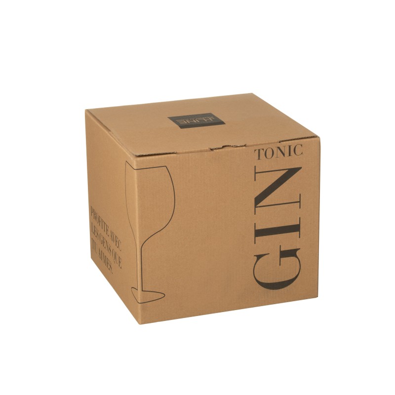 Confezione di 4 bicchieri da gin con scritta dorata 26x26x23 cm Confezione di 4 bicchieri da gin con scritta dorata 26x26x23 cm