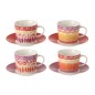 Confezione da 4 tazze e piattini in ceramica viola, 13,8 x 13,8 x 7,5 cm Confezione da 4 tazze e piattini in ceramica viola, 13,8 x 13,8 x 7,5 cm