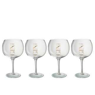 Confezione di 4 bicchieri da gin con scritta dorata 26x26x23 cm